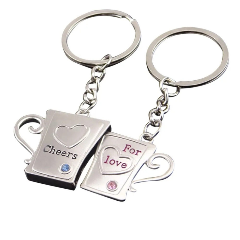 Couples Gift Set 2pc Bundle Love Coffee Tea Cups Beer Mugs Keychain Keyring